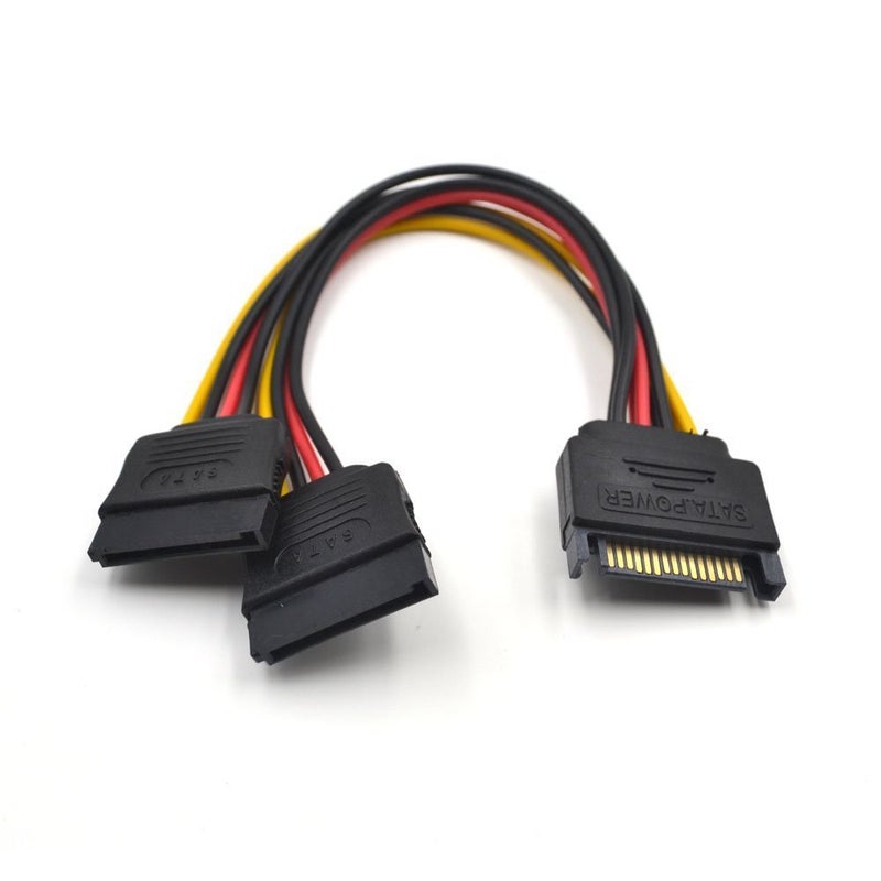 traderplus 2Pcs 15 Pin SATA to Dual SATA Power Y Splitter Cable for Hard Drive HDD SSD 8 Inch - Image 4